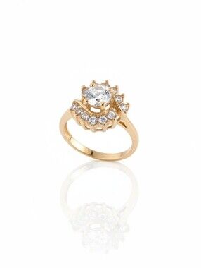 Dominique Gold Crystal Halo Ring